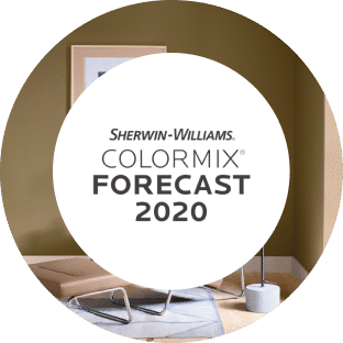 Sherwin-Williams Colormix Forecast 2020 with a modern chair and dark tan walls.