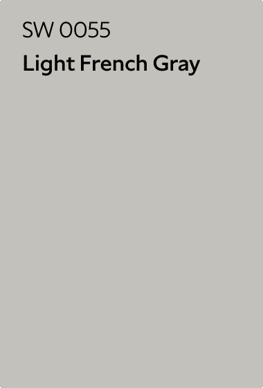A Sherwin-Williams Color Chip for Light French Gray SW 0055.